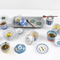 일식 계란찜 차완무시 그릇 용기 31종 / 뚜껑 있는 찻 잔 차무시 겸용, 3.청꽃 자왕무시