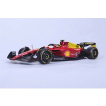Bburago 118 F1 페라리 F1-75 75th Anniv Dull 레드/옐로우 No16/55 모델 자동차, [01] No55 C.Sainz