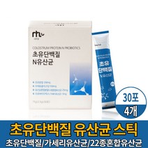 초유단백질 분말 초유 유산균 단백질 lgg 프로바이오틱스 담백질 마시는 프로틴 파우더 면역글로불린 고단백 스틱 먹는법, 4개, 30포