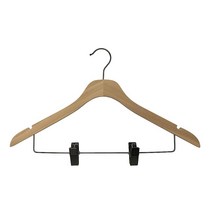 43.2cm(17인치) NAHANCO 슬림라인 나무 수트 행거 클립 포함 - 로우 마감 건메탈 396263