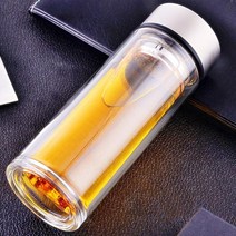 미니 텀블러 보냉 보온 물병 차 망 휴대용 티 투명 텀블러 이중 유리텀블러 300ml