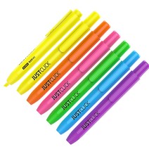 [주토이] 모리스 JUSTCLICK 형광펜 M2 노크식 사각촉 문구 어린이 유아 남아 여아, 핑크