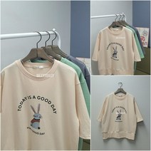 5부 맨투맨 티셔츠 토끼 루즈핏 66 77 맨투맨 올리졸리3MT48