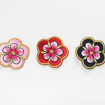 2개- 한복자수장식) 무궁화(3컬러) jgq 입체자수장식 악세사리 부자재, 검정