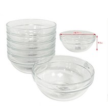 유리 그릇 샐러드 보울 유리볼 베이킹 투명6P 7CM