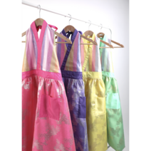 신혼 한복앞치마 린넨 레이스 카페 앞치마 예쁜 어린이집 명절 선물 전통 당의 색동 빅사이즈 원피스 앞치마주문제작, 보라