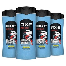 컴퍼니24 AXE 바디 워시 차지 앤 하이드레이트 스포츠 블래스트 에너자이징 시트러스 향 남성 100 재활용 병 400ml(16온스) (4팩), 4개, 400ml