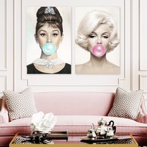 오드리햅번 마릴린먼로 인테리어 그림 액자 10호(53x33cm), 2. 마릴린먼로 풍선껌/캔버스액