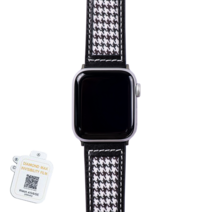 모할랩 애플워치 3/4/5/6/7/8/SE 호환 하운드 투스 가죽 스트랩 + 보호필름, 02 블랙, 45mm