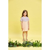 [리틀스텔라] (FSOMCOJ931M) 브이 스트라이프 블러킹 원피스