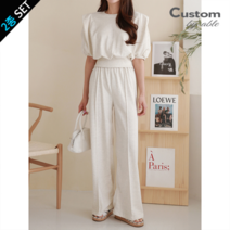 커스텀에이블 벌룬소매 크롭티 밴딩팬츠 2종세트 C2205SE040B