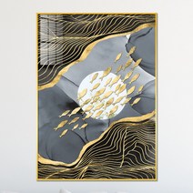 아트블루 풍수에 좋은 그림 물고기 황금 구어도 동물 풍수 인테리어 액자, 3번 물고기떼 J (황금물결)