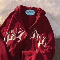 레터 프린트 집업 후드티 캐주얼 힙합 하라주쿠 스트릿웨어 Y2K 루즈핏 런지 후드 스웨트셔츠 여성 남성