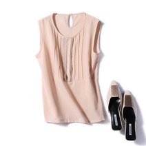 정장 나시 블라우스 이중 라운드 셔츠 슬리브리스 편한 비침없는 이너 셔츠