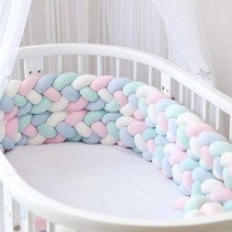 아기 침대 충돌 방지 자이언트 얀 트위스트 매듭끈, 상세이페이지 참고, 2M - 08 라이트 그레이 그린 핑크 화이트
