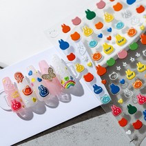 [디비투] 3D입체 데코스티커 네일스티커 모음 (33종디자인), S007-토끼곰돌이, 1개