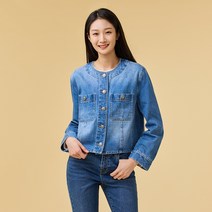 [JAJU/자주] 여 데님 라운드넥 자켓_블루