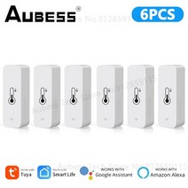 스마트온습도계 온도기록계 aubess tuya 온도 센서 wifi 공기 습도 감지기 스마트 홈 오토메이션 온도계 습도계 alexa google assistant, 6개