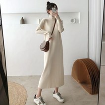 코키코키 / 폴라넥 골지 니트원피스 롱기장 캐주얼 데일리