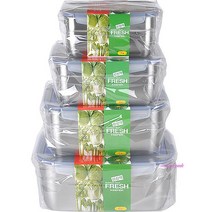 밀폐용기스텐 반찬통 세트4P 김치통uvw214, MMSf_스텐밀폐용기세트4P