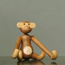 북유럽감성 인테리어 원목 티크나무 목각인형, 원숭이 티크 높이 18cm