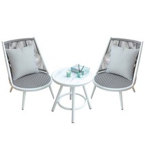 까사미아 디자인 테라스 루프탑 카페 체어 야외 암 라운지 소파 의자 라탄, 2소파 강화유리 티테이블 화이트 덩굴자리