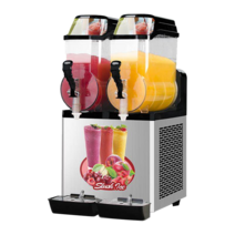 슬러시기계 GQ-SM212 뜨거운 판매 스테인리스 2 탱크 24L 슬러시 냉동 음료 기계, red, 220V