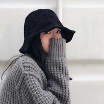 오너클랜 여성 버킷햇 패션 검정색 가을 겨울 여행 모자_W4C6380