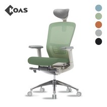코아스에르체 메쉬의자 헤드 (그린) OSCH0800HAA, 등판 블루+좌방석 인조가죽
