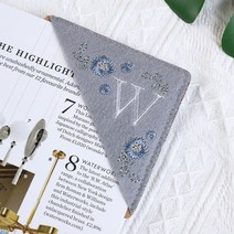 26글자 맞춤 자수 모서리 책갈피 펠트 편지 책갈피, W