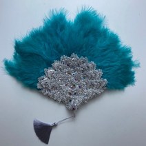 큰 크기 디자인 아프리카 오렌지 깃털 팬 숙 녀 웨딩 신부 더블 사이드 나이지리아 꽃 Handfan 너슬 부채, [01] 35cmx45cm, double side 18