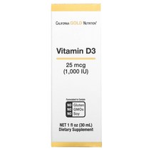 California Gold Nutrition 비타민 D3 액체 25mcg 1000IU 1fl oz30ml