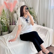 셀러허브 패션 여자 여름 날개 브로치 쉬폰 블라우스
