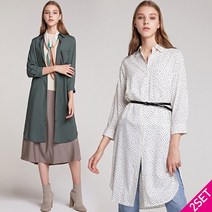 2SET [홈쇼핑방송/르오트(LeOT)] 카일라 레이온 롱 로브셔츠 2종세트