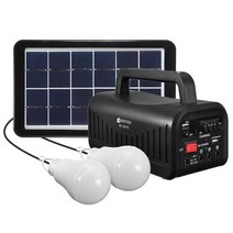 태양열 발전기 패널 휴대용 4V 8000mAh 태양 시스템 + 3W 6V 전지 2*3W LED 전구 USB 전화 충전 조명 라디오 음악 기능, CHINA, Black