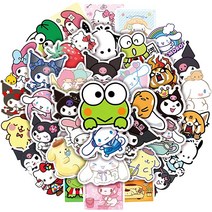 미국직송 산리오 스티커 50피스 방수 PVC San-Rio Kuro mi Me lody Cinnamo roll on 자동차 물병 노트북 하드 모자 1