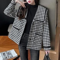 하운드 체크 자켓 캐주얼룩 데일리룩 포인트 카라 봄 가을 겨울