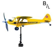 풍향계 야외 바람개비 수닭 노란색 파이퍼 J3 끼 비행기 날씨 베인 정원 장식 항공기 플러그 바람 스피너 지붕 플러그인, B, China