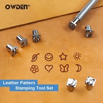 날인기 자동 유통기한 날짜 수동 휴대용 레이저 owden 9pcs 가죽 패턴 스탬핑 도구 세트 금속 diy 아트 인쇄 스탬프, 없음