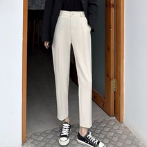여성 9부 슬랙스 팬츠 봄 가을용 베이직 뒷밴딩팬츠 가벼운팬츠 날씬해 보이는