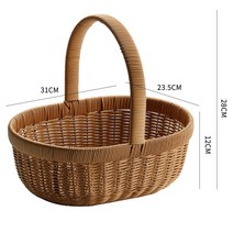 피크닉 라탄바구니 빵 과일 스낵 보관 바구니 등나무, F타입