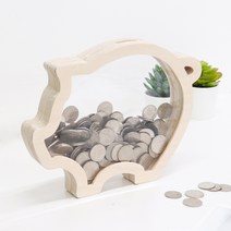 원목 돼지 저금통 아크릴 투명 집들이 선물, 세이모원목저금통(돼지)