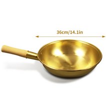 중식 궁중웍 100 순수 구리 팬 냄비 두꺼운 나무 손잡이 프라이팬 황동 조리 중국집 프라이팬, [03] Copper pot 36cm