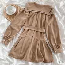 497028 여성 데일리 원피스 봄 여름 여성을 위한 프렌치룩 스타일 날씬해보이는 드레스 슬리밍 숏 기장 선원 칼라 정장 틈새 디자인