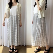 [쉬즈미] (OPS-762)도트 나시 주름 롱 원피스 빅사이즈 민소매 (8540049)