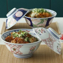 일본 가정식 히미츠 텐동 돈부리 덮밥 그릇, 레드 대