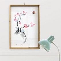 우드프레임액자/꽃과수묵화, 1개