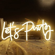 감성소품 네온사인 간판 40*20cm Let's Party 네온 사인 벽 장식용 조도 조절 가능한 불빛 단어 LED 아, 04 Warm_01 USB