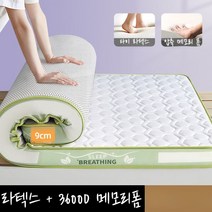 라텍스 매트리스 매트 스폰지 소음 침대 폼, 그린 화이트 / 두께 약 9CM