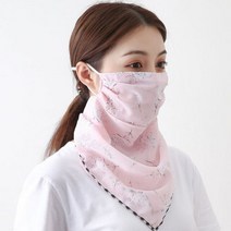 시원한 인쇄 실크 자외선 차단 마스크 차양 및 자외선 차단 마스크 통기성 여름 마스크 여성 소녀용 오염 방지 마스크, N